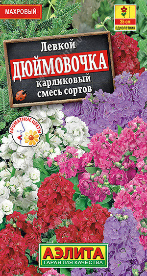 1591A Левкой карликовый Дюймовочка, смесь сортов 0,1 г
