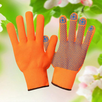 4023M Перчатки рабочие из акрила (УТЕПЛЕННЫЕ) с НАЧЕСОМ 7 класс ОРАНЖ