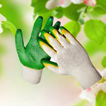 4026M Перчатки рабочие хб, 13 класс вязки с двойным латексным покрытием "ЛЮКС"