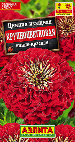 1938A Цинния Крупноцветковая винно-красная 0,3 г