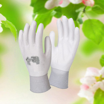 4066M Перчатки нейлоновые 13 класс вязки с полиуретановым обливом СУПЕР ЛЮКС (9разм), арт. 413 ПУ